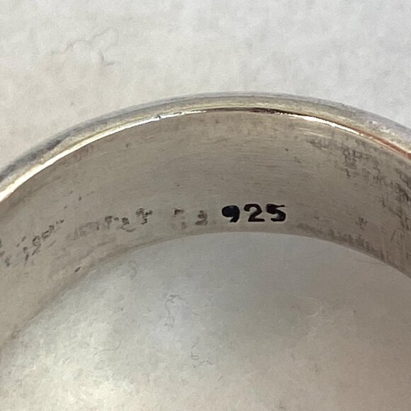 Solid Sterling Silver 925 Wide Geometric Pattern Unisex Spinner Band Ring Sz 12 - Picture 8 of 16